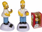 solar poppetje homer simpson met donut - kado - beweegt op zonlicht en kunstlicht - cadeau - the simpsons - auto dashboard poppetje