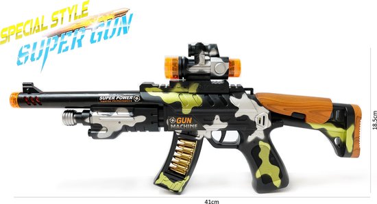 Speelgoedgeweer - Led lichtjes, schietgeluiden en trill functie - Special style Super Gun - 41CM (incl. batterijen)