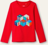 Tolsy long sleeve T-shirt 20 solid jersey red with artwork Oilily Blocks Red: 104/4yr