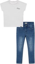 Koko Noko BIO Basics Set(2delig) Jeans NORI blauw en Shirt Noemi wit - Maat 134/140