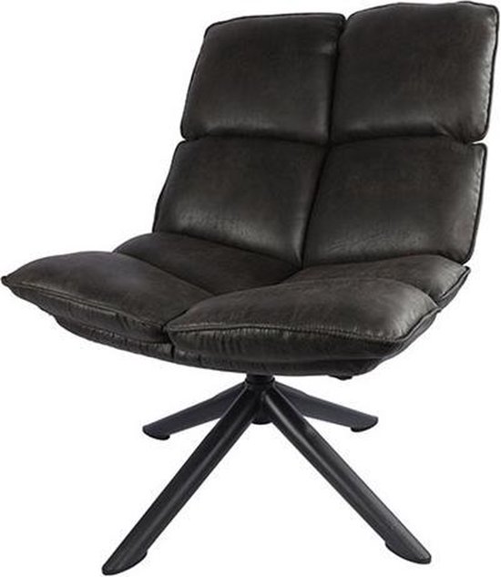 Relax Fauteuil Victor - Fauteuil PU-leer - donkergrijs - Staal - L68B78H88  cm | bol.com