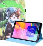 Voor Samsung Galaxy Tab A 10.1 2019 SM-T515/SM-T510 Animal Patroon Horizontale Flip Lederen Case met Houder & Kaartsleuven & Fotolijst (Bib Kitten)