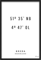Poster Coördinaten Breda A2 - 42 x 59,4 cm (Exclusief Lijst)