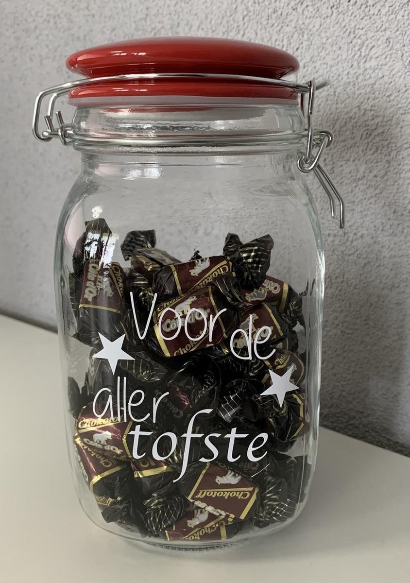 Geribbelde Snoeppot Met Hartjessnoep En Houten Deksel Met Foto En Tekst Ta14979 2500002 15 1