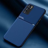 Voor OPPO Reno6 5G Classic Tilt Strip Grain Magnetische Schokbestendige PC + TPU Case (Blauw)