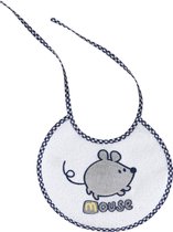 Interbaby Slabbetje Muis Junior 20 X 20 Cm Katoen Wit/blauw