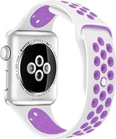 Siliconen Apple Watch Bandje Sport Wit Paars | Geschikt voor alle type Apple Watch van 38MM & 40MM