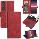 Sony Xperia 1 III hoesje - MobyDefend Luxe Wallet Book Case (Sluiting Zijkant) - Rood - GSM Hoesje - Telefoonhoesje Geschikt Voor: Sony Xperia 1 III