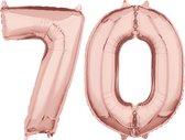 Helium cijfer ballonnen 70  rosé goud.