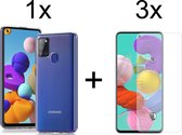 iParadise Samsung Galaxy A21S hoesje transparant siliconen case hoes cover hoesjes - 3x samsung galaxy a21s screenprotector