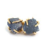 Clous d'oreilles en pierres précieuses saphir brut - Argent 925 et plaqué or