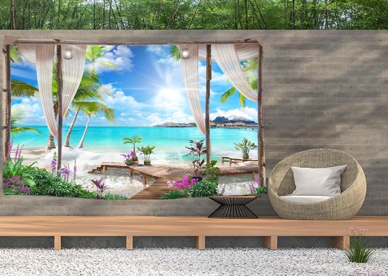 Ulticool - View Beach Sea Nature - Affiche Tapisserie - 200x150 cm - Groot tapisserie - Affiche Jardin Tapisserie