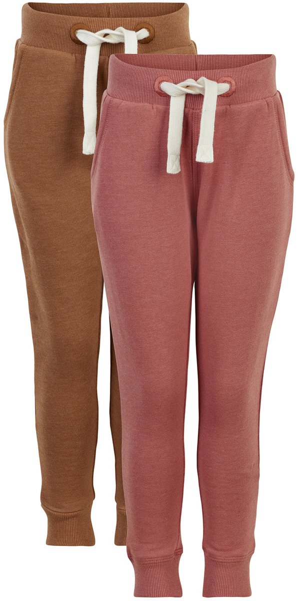 Minymo Joggingsbroek Meisjes Katoen Roze/bruin 2 Stuks Mt 140