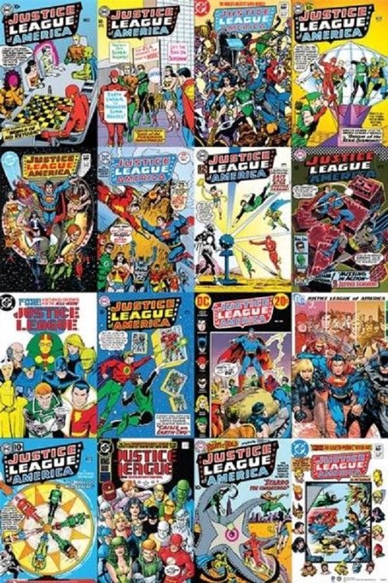 Affiche Justice League Couvertures DC comics - Batman- Superman-collage 61x91.5cm.