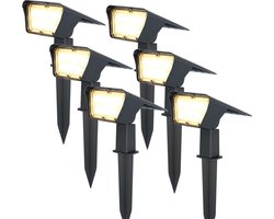 HOFTRONIC 6x HOFTRONIC Odessa - Solar tuinspot - zwart - IP65 waterdicht - 3000K Warm wit (sfeervol) - geschikt als prikspot of buitenlamp op zonne-energie