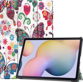 Samsung Galaxy Tab S7+ Hoes - Mobigear - Tri-Fold Serie - Kunstlederen Bookcase - Butterflies - Hoes Geschikt Voor Samsung Galaxy Tab S7+