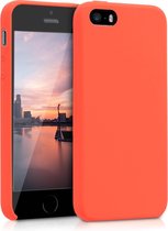 kwmobile telefoonhoesje geschikt voor Apple iPhone SE (1.Gen 2016) / iPhone 5 / iPhone 5S - Hoesje met siliconen coating - Smartphone case in neon oranje
