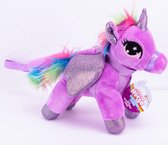 Toy Toys - Pluche eenhoorn aan stok – Unicorn - Paars
