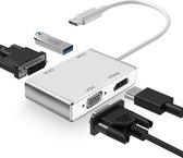 USB C naar HDMI DVI VGA-adapter, Weton 4-in-1 USB-C-hub naar 4K HDMI, VGA, DVI-videoadapter, mannelijk naar vrouwelijk multi-display video-omzetter Monitoren Connector voor Mac Pro