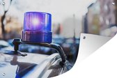 Muurdecoratie Zwaailicht van politieauto op een burgerauto - 180x120 cm - Tuinposter - Tuindoek - Buitenposter