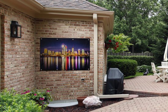 Affiche de jardin The Skyline of Perth at night 120x80 cm - Toile de jardin / Toile d'extérieur / Peintures pour l'extérieur (décoration de jardin)