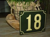 Emaille huisnummer 18x15 groen/creme nr. 18