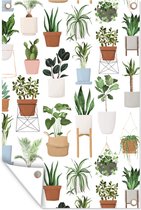 Tuindecoratie Planten - Pastel - Wit - 40x60 cm - Tuinposter - Tuindoek - Buitenposter