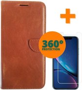 Fooniq Boek Hoesje Bruin 2x + Screenprotector 2x - Geschikt Voor Apple iPhone 11 Pro