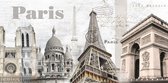 Affiche jardin - Ville / Paris - Collage Paris en beige / blanc / noir / taupe - 80 x 160 cm