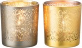 J-Line Theelichthouder Gespikkeld Glas Zilver/Goud Small Set 8 stuks