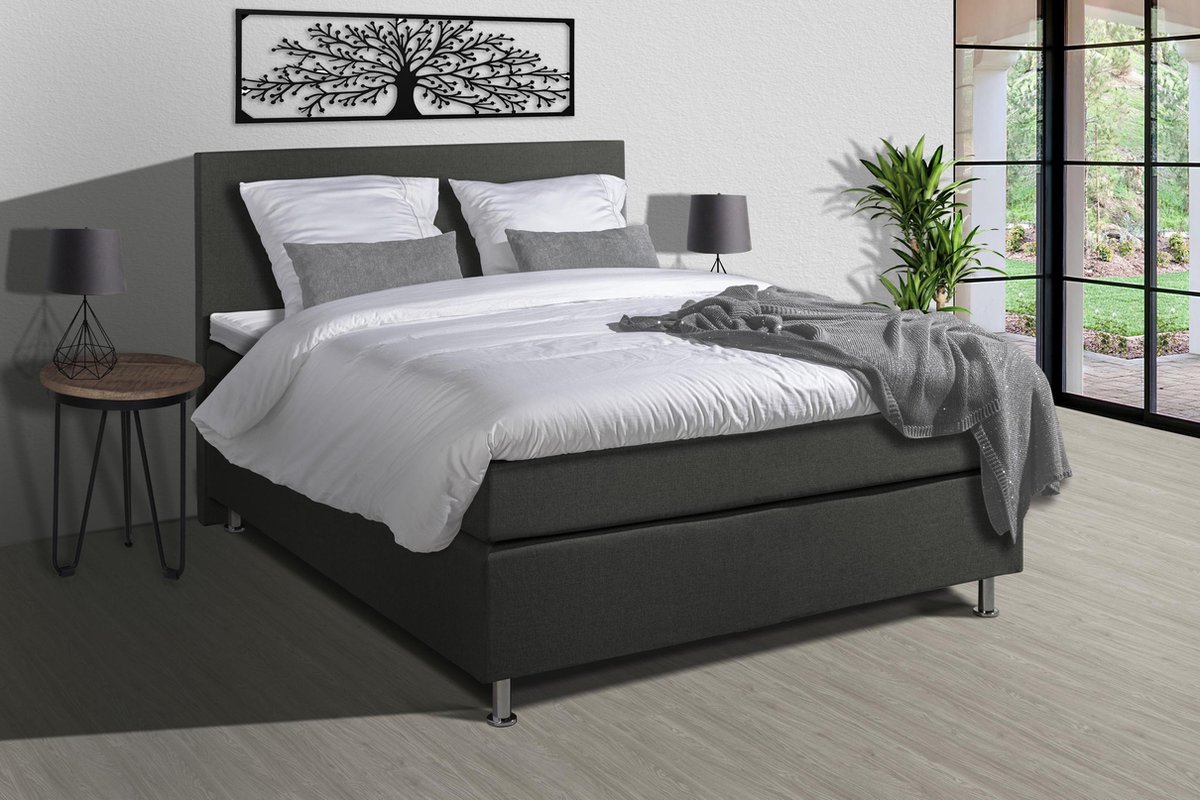 Anno 1588 - Boxspringset Jubilee - Pocketvering - Antraciet - 180x210 cm - Inclusief Dekbed en Kussens