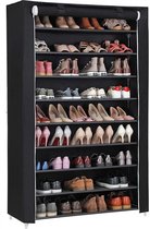 Eleganca afsluitbare schoenenkast - Schoenenrek - Ruimte tot wel 54 paar schoenen - Schoenenrek zwart - Stoffen schoenenkast - L28xB100xH160cm
