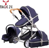 Magic® Luxe Baby Buggy 3 in 1 | Baby Wagen | Kinderwagen met stoel en wieg | Hoge Kwaliteit | Blauw