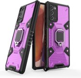 Voor Samsung Galaxy Note20 Space PC + TPU schokbestendig hoesje met ringhouder (paars)