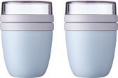 Mepal - 2 x Lunch pot Ellipse - Tasses à muesli pratiques à emporter - Bleu nordique - Convient au congélateur, au micro-ondes et au lave-vaisselle.