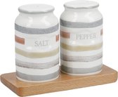 Kitchencraft Peper- En Zoutstel 8 Cm Keramiek/hout Wit 3-delig