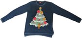 Kersttrui - Kerstboom met kerstballen - Donkerblauw - Polyester - Maat M - Foute kersttrui - Christmas sweater – Kersttrui - Kerst cadeau – Kerstcadeau – Kerstmis - Wollen trui – Trui – Feest