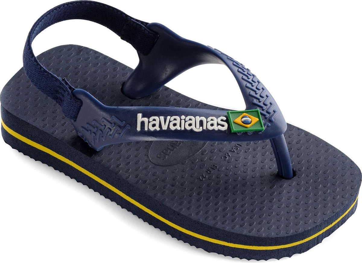 Havaianas Baby Brasil Logo Unisex Slippers - Marine/Yellow Citric - Maat 23/24 op Prijzenvolger.com