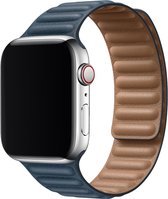 Wabando Leren Link Bandje Threads Middernachtblauw compatibel met Apple Watch 45/44/42 mm