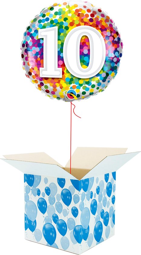 Anniversaire Ballon à l' hélium - Rempli d'hélium - 10 ans - Confettis -  Emballage
