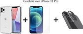 iPhone 12 Pro hoesje siliconen case transparant cover - 1x iPhone 12 Pro Screen Protector + 1x Camera Lens Screenprotector