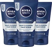 Bol.com NIVEA MEN Protect & Care Reinigingsscrub - 3 x 75 ml - Voordeelverpakking aanbieding