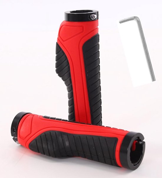 FIEZIO Ergonomische Fietshandvatten Pro Rood Fiets Handvat Set - Gel Grip - Anti Slip - Trekking MTB Race - FIEZIO