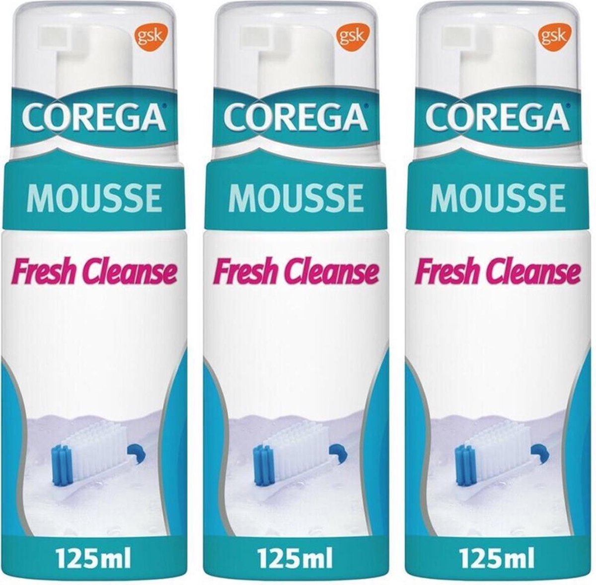 Corega Mousse Fresh Cleanse Reinigingsmousse Voor Gebitsprothese Multi Pack - 3 x 125 ml