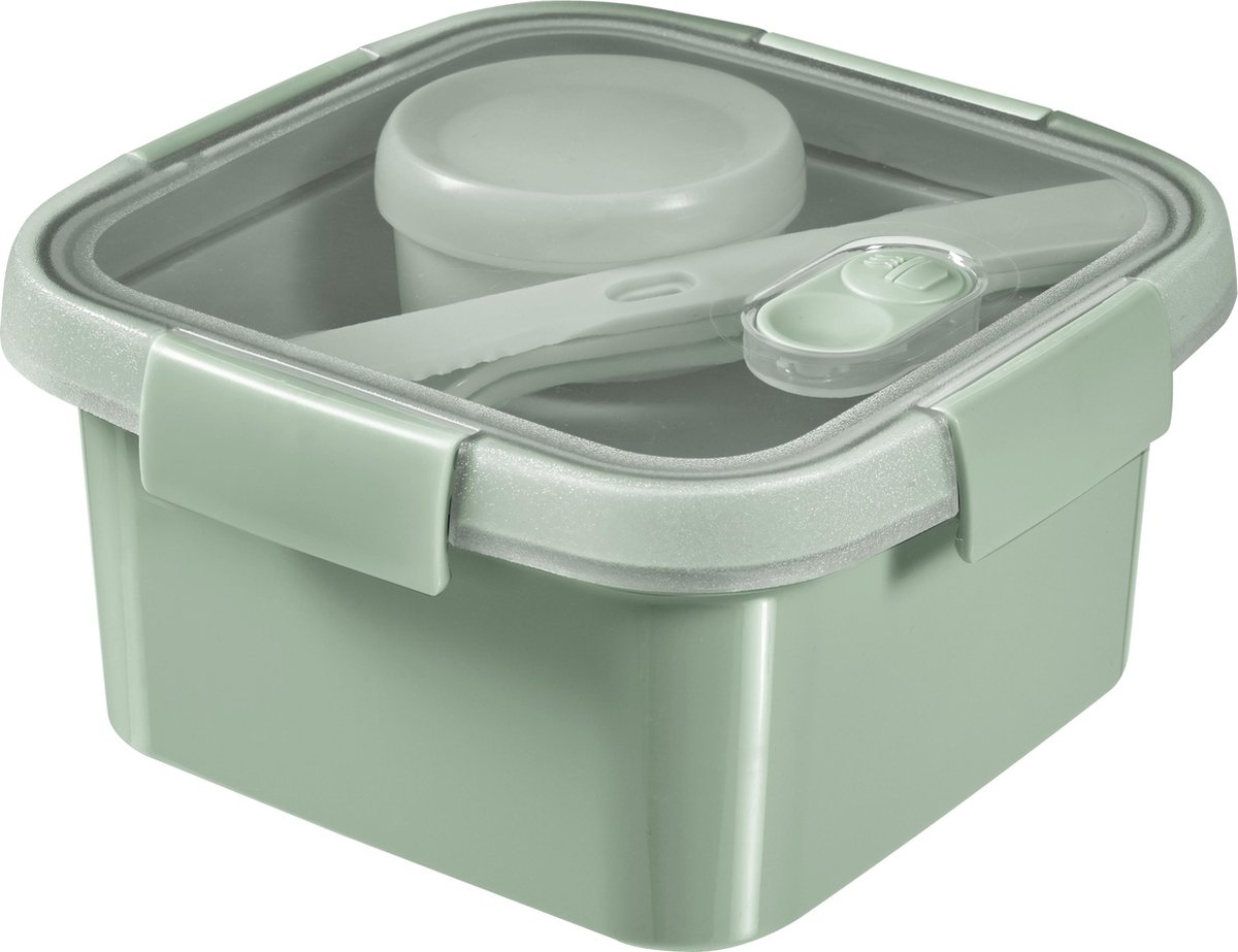 Curver Smart To Go Lunchbox 1.1L + Bestekset + Sauscup - Eco Groen