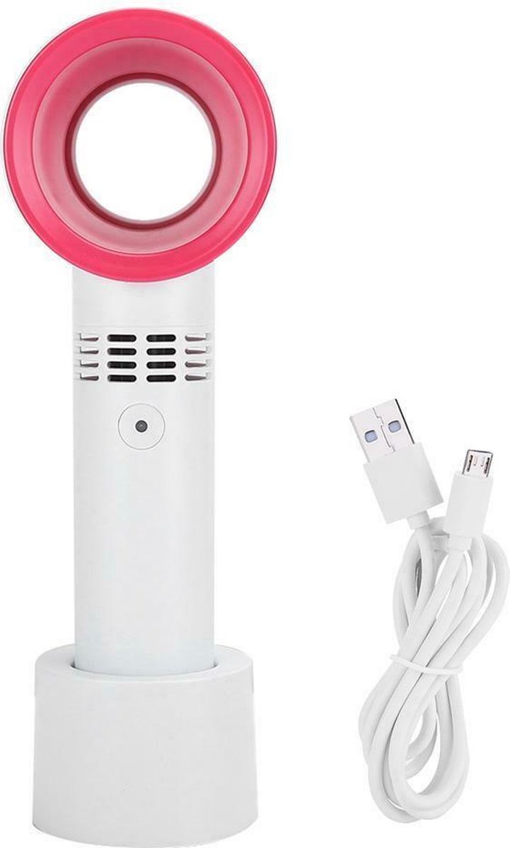 Koelte&Zo Draadloze Handventilator Wit/Roze – USB Ventilator – Mini Ventilator – Aircooler – Tafelventilator