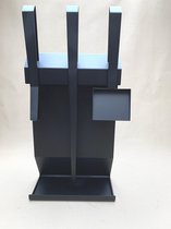 Outsunny 5-delig haardgarnituur, zwart met bezem, schep, pookhaak, tang