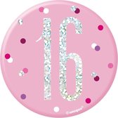 Button 16 Jaar Roze 7cm