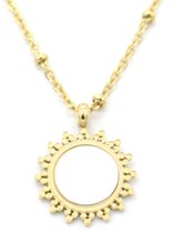Dielay - Ketting - Zon met Parelmoer - RVS - Lengte Verstelbaar 40-45 cm - Goudkleurig