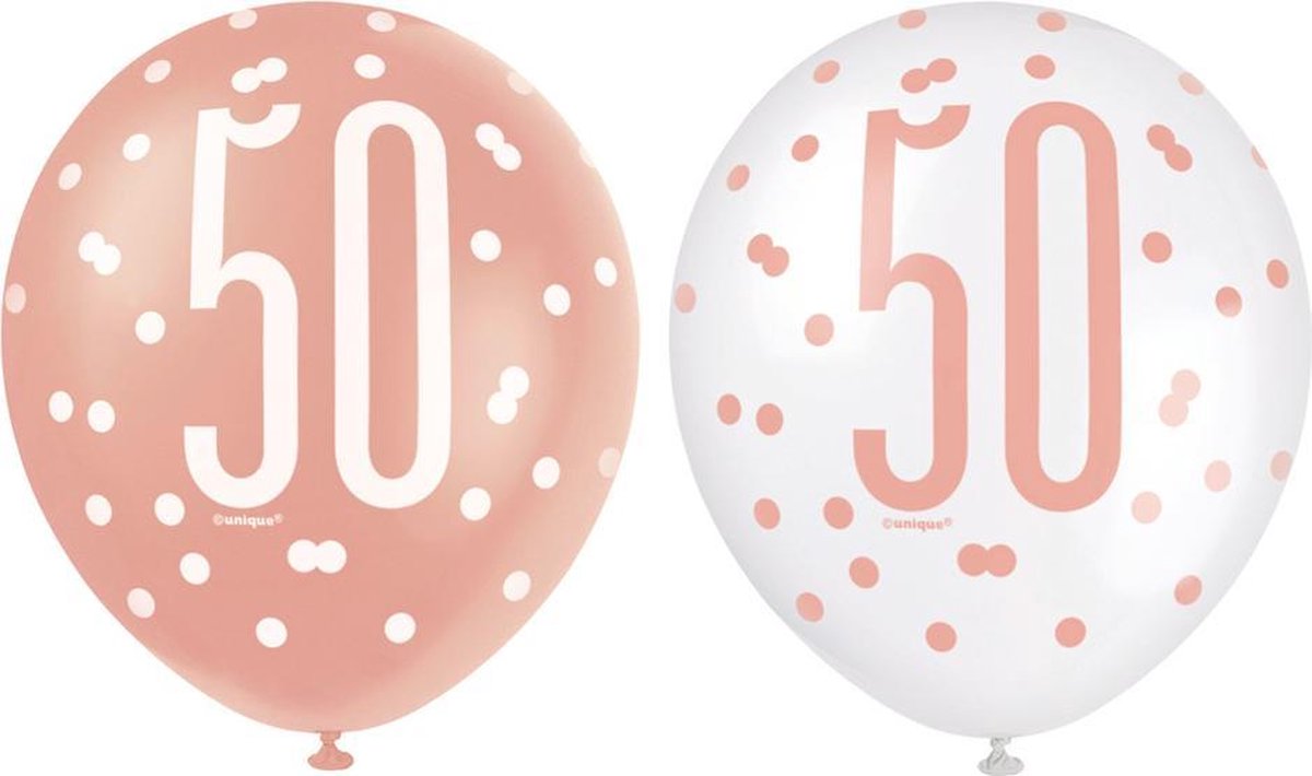 Ballonnen 50 Jaar Rosé Goud Glitz (6st)